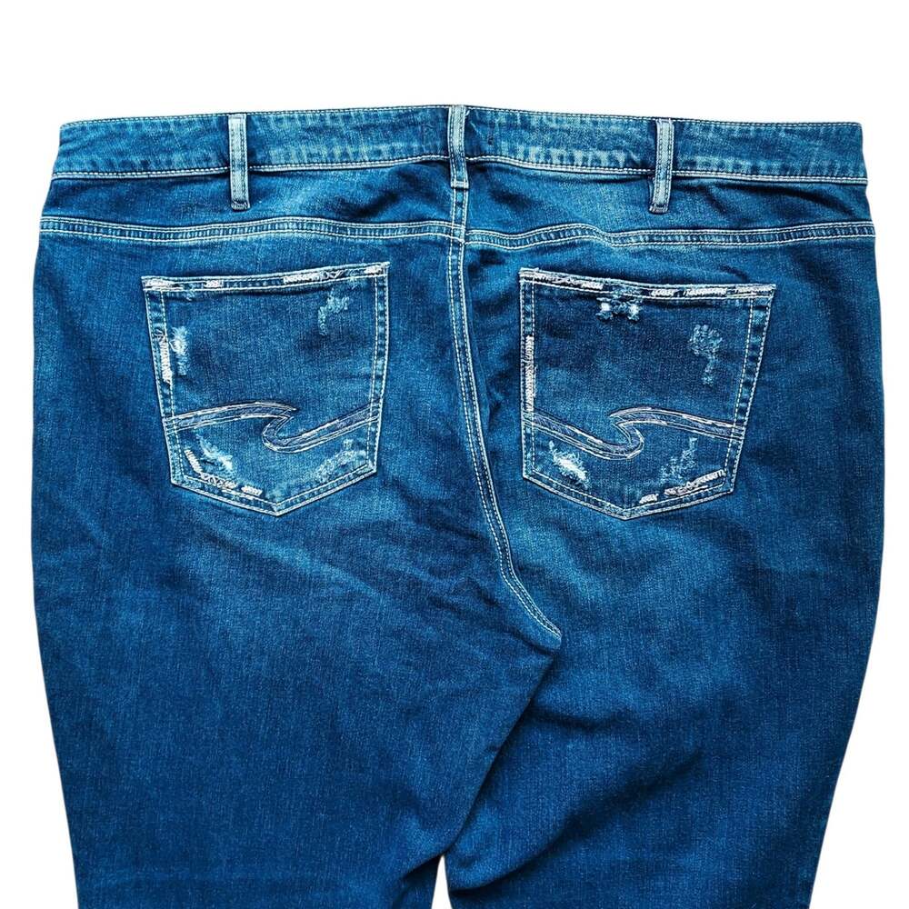 Silver Jeans Co. Women's Distressed Boyfriend Straight Blue Denim Jeans Sz 22x29